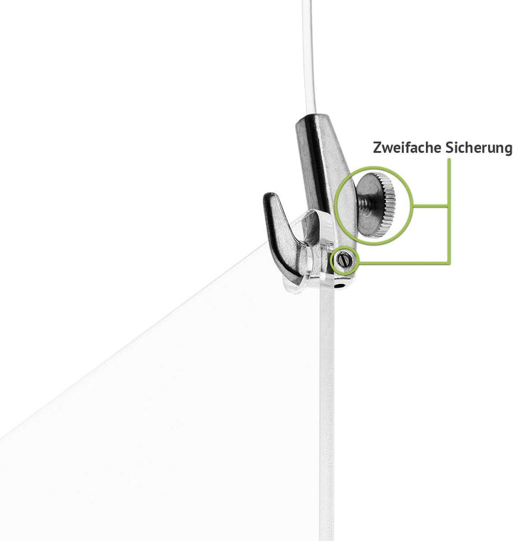 Spuckschutz zum Aufhängen aus Acrylglas inkl. 2x 2m Seil und 2 Haken quer oder hoch Virenschutz, Hus