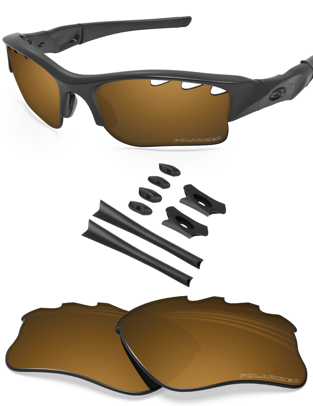 BlazerBuck Anti-salz Polarisierte Ersatzgläser für Oakley Flak Jacket XLJ - Entlüftet Perlengold