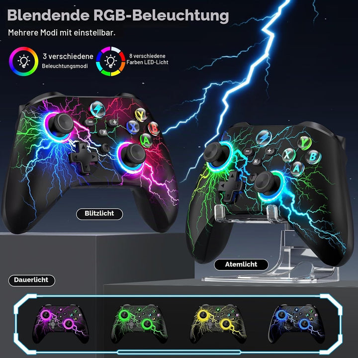 Controller PC, 2.4GHz Wireless PC Controller mit Hall Trigger/Cooles RGB Licht/1000mAh, Gaming Contr