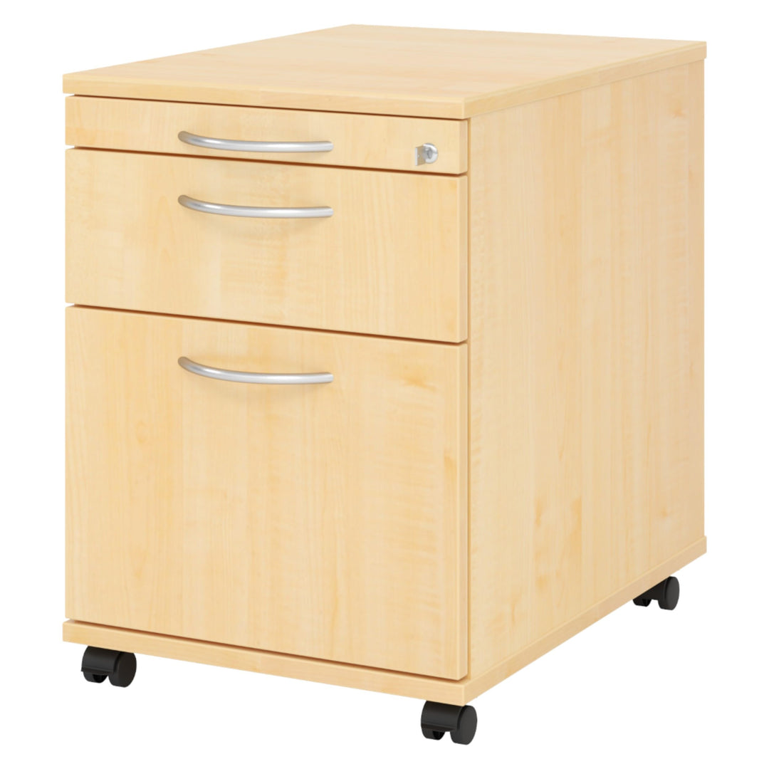 bümö Rollcontainer mit Hängeregistratur, Container abschliessbar aus Holz in Ahorn - Rollwagen für's