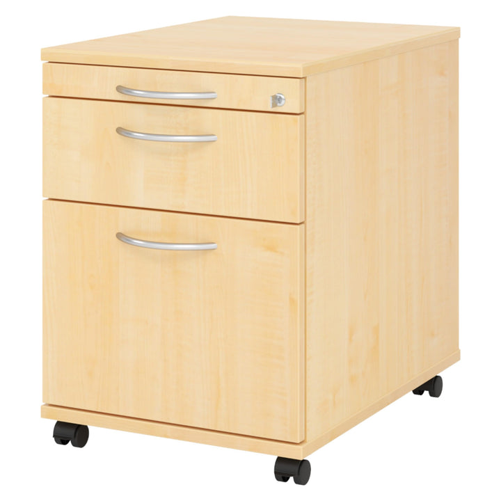 bümö Rollcontainer mit Hängeregistratur, Container abschliessbar aus Holz in Ahorn - Rollwagen für's