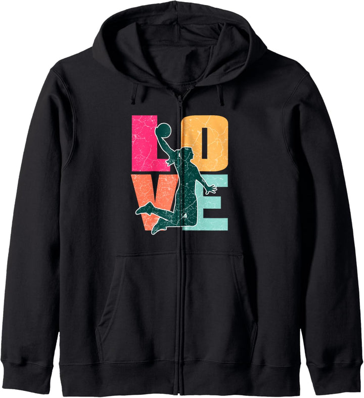 Schul-Basketballspieler spielen wie ein Mädchen Basketball Kapuzenjacke