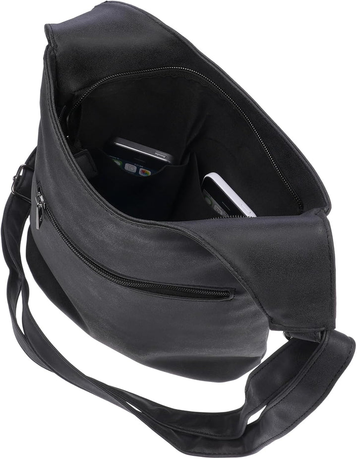 Christian Wippermann Damen Tasche Schultertasche Umhängetasche Crossover Bag Leder Optik Handtasche