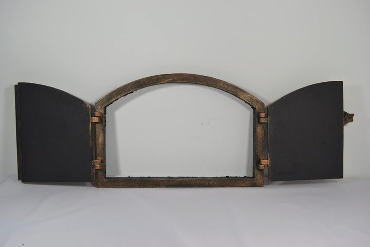 SEZAM doppelte Backofentür aus Gusseisen mit Türriegel, Nietenoptik, Pizzaofentür - Brotofen - Stein