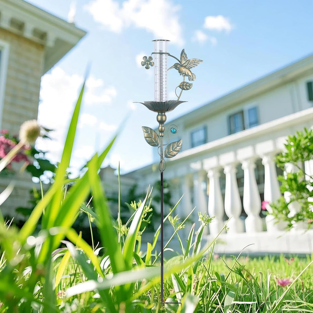pearlstar Kolibri Regenmesser für Garten, Niederschlagsmesser Garten mit Glaszylinder, Regenmesser F