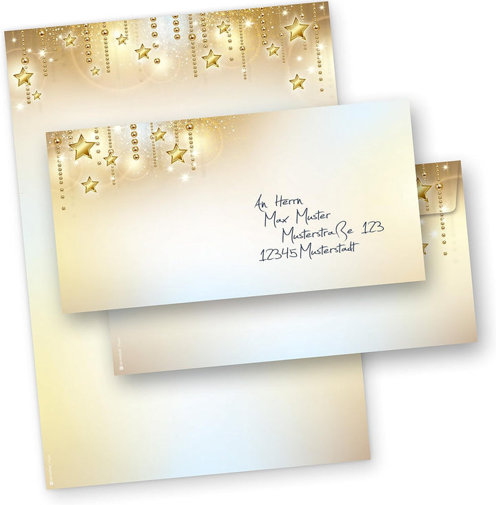 Briefpapier Weihnachten STARDREAMS (250 Sets ohne Fenster) DIN A4 90g Weihnachtsbriefpapier mit Umsc