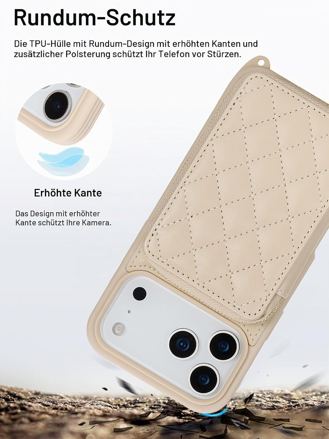 ELTEKER Handyhülle für iPhone 17 Pro Max Hülle mit Band Verstellbarem Schultergurt, Reissverschluss