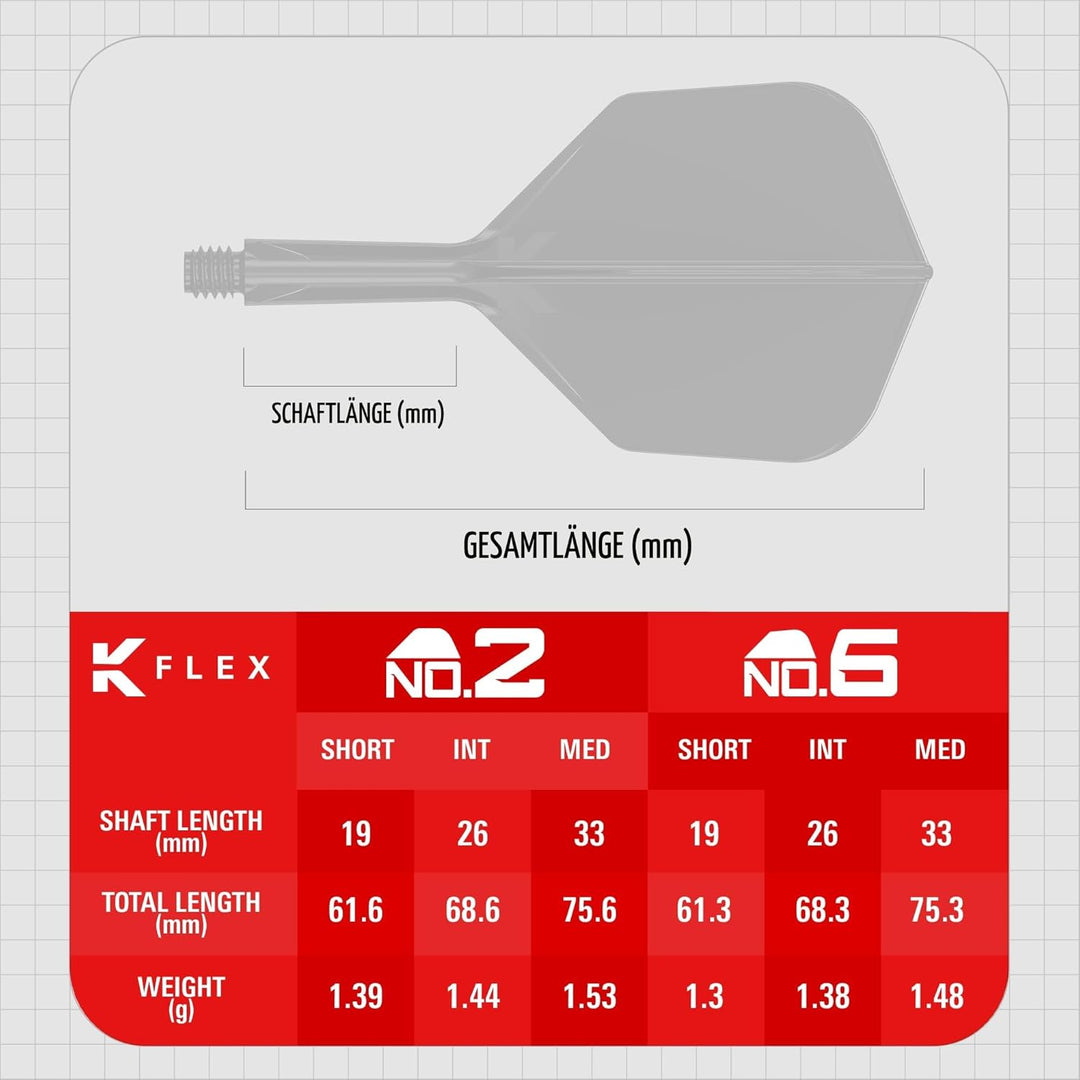 Target Darts K Flex Integrated Dart Flight and Shaft, No.6 | 3er Pack K-Flex - No 6, Kflex Precision