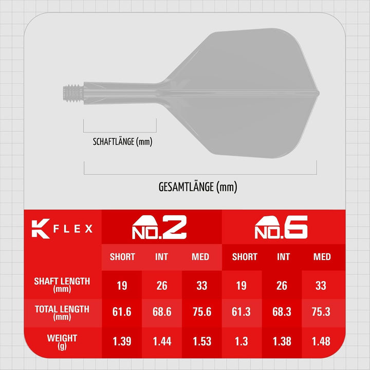 Target Darts K Flex Integrated Dart Flight and Shaft, No.6 | 3er Pack K-Flex - No 6, Kflex Precision