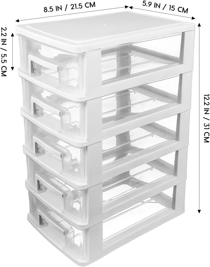 YARNOW Schubladenbox Schubladencontainer Organizer weiss 5 Schubladen Kunststoff Aufbewahrungsbehält