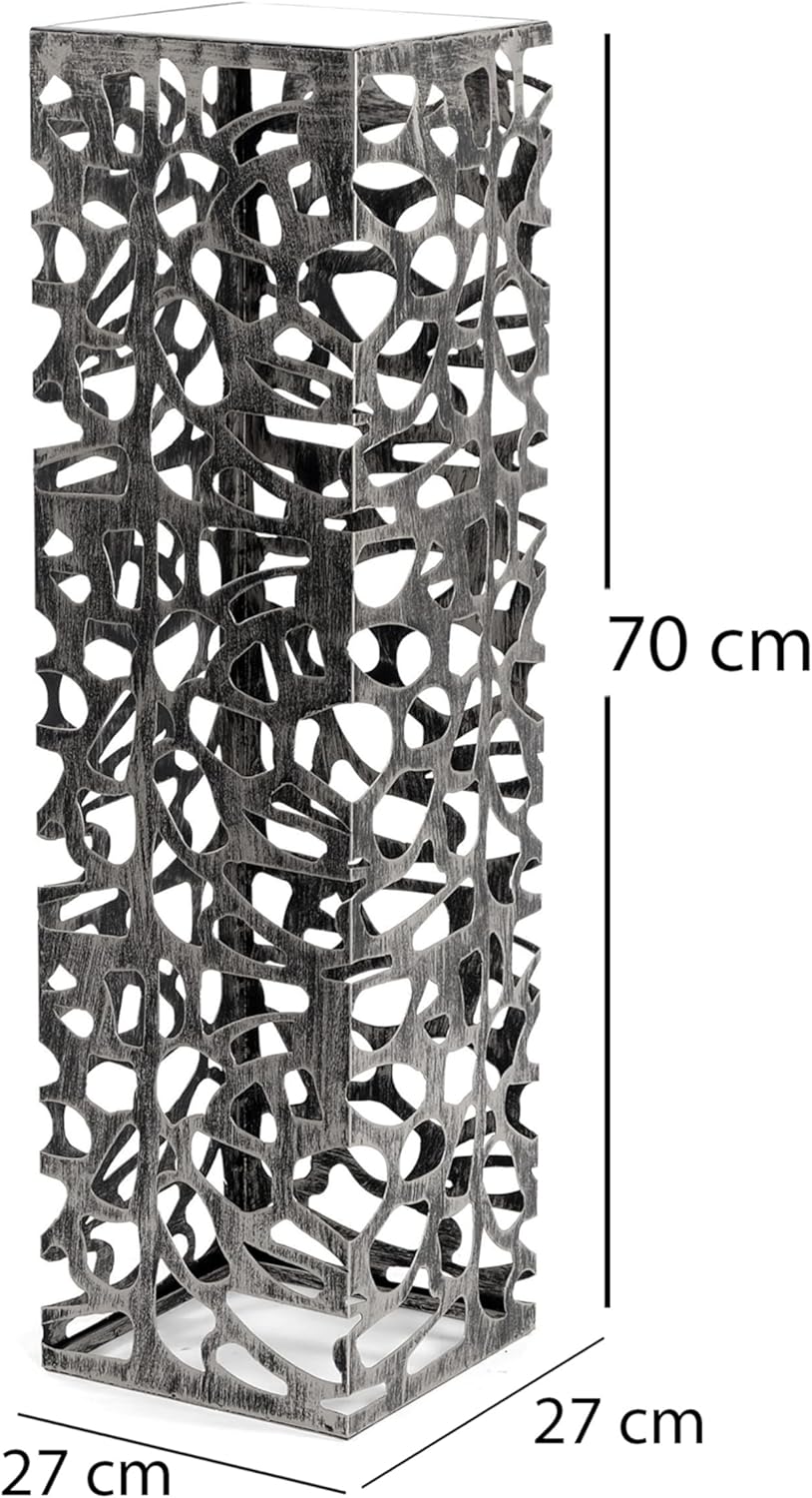 DESIGN DELIGHTS Dekorative SÄULE Enza | Metall, 70 cm antik-Silber/schwarz gewischt | Blumensäule, e