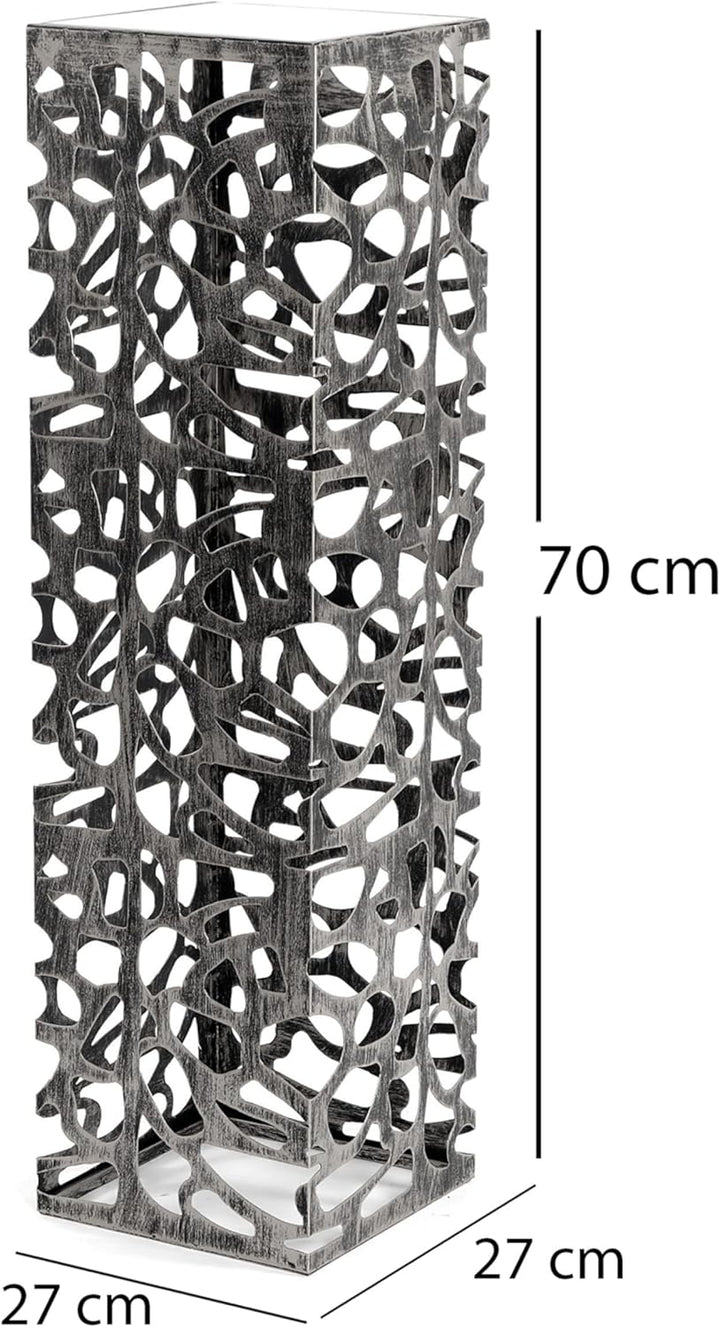 DESIGN DELIGHTS Dekorative SÄULE Enza | Metall, 70 cm antik-Silber/schwarz gewischt | Blumensäule, e