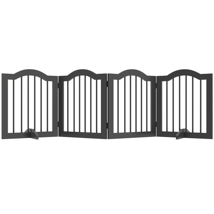 PawHut Absperrgitter Hund 4-teilig, 208 x 61 cm Faltbar Hundegitter mit Tür, Türschutzgitter mit 2 S
