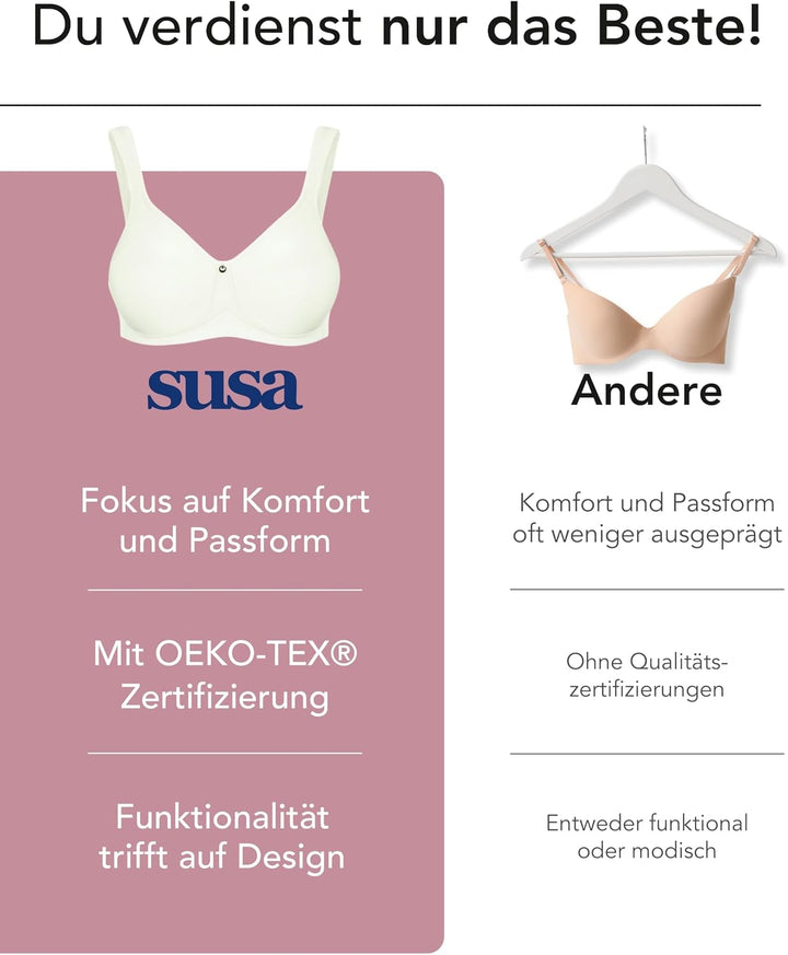 SUSA BH Damen ohne Bügel - Catania 7870 - 75A ivory - Spacer-BH mit Unterbrustband - Gemoldete Cups