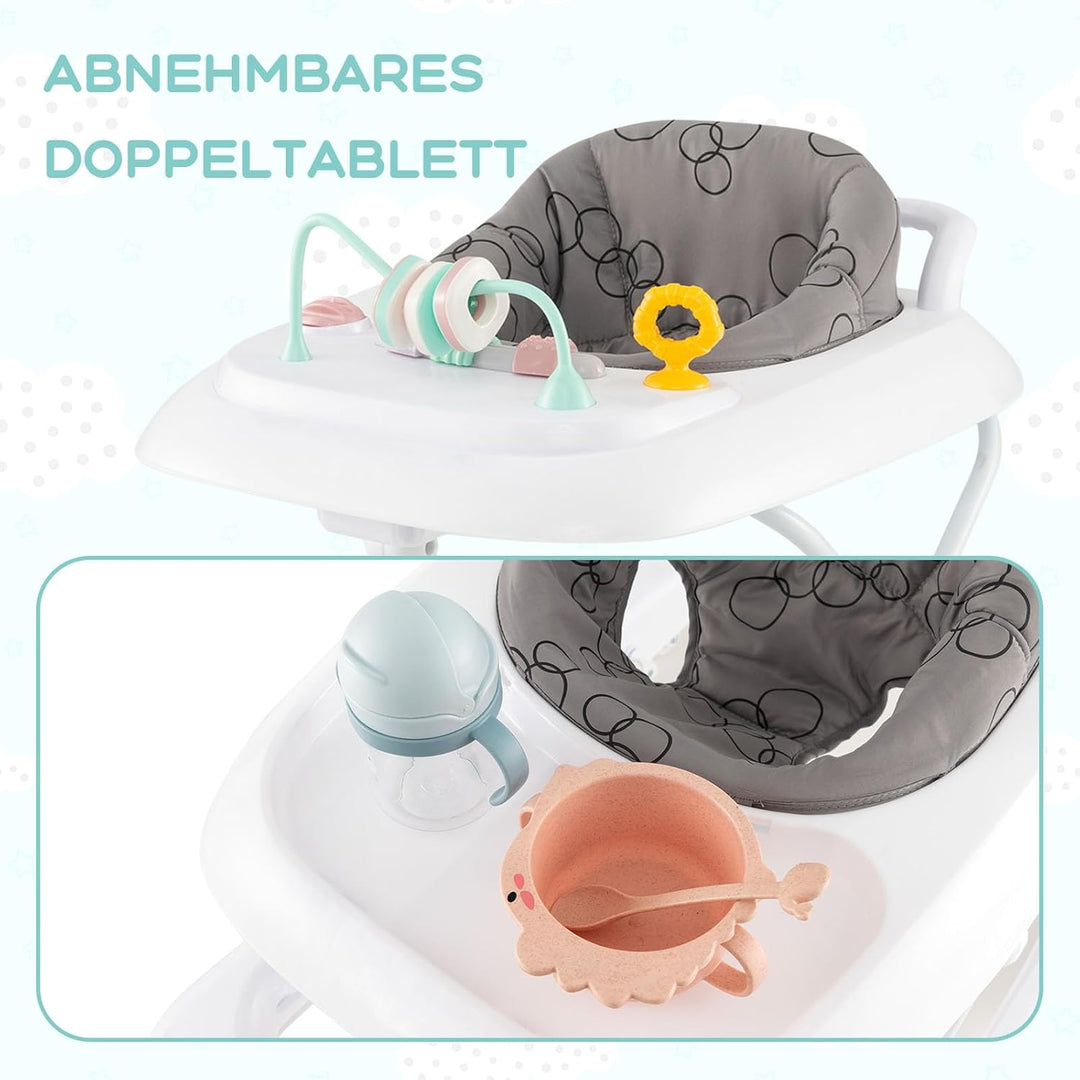 GOPLUS Baby Walker, 2 in 1 Lauflernhilfe & Schiebewagen mit Rädern, Überrollschutz, Verstellbaren Hö