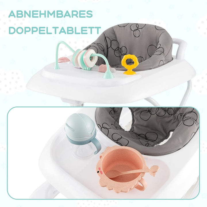 GOPLUS Baby Walker, 2 in 1 Lauflernhilfe & Schiebewagen mit Rädern, Überrollschutz, Verstellbaren Hö