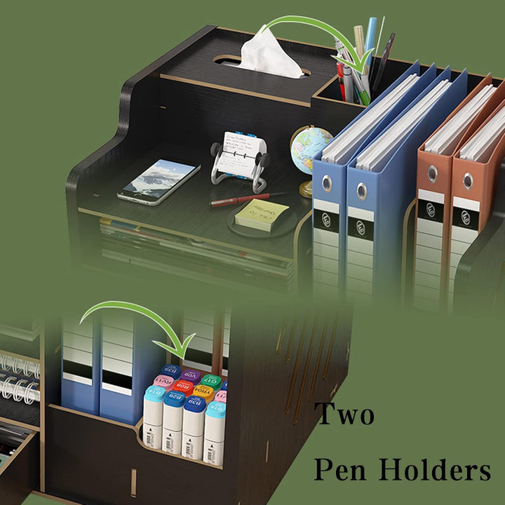 Catekro Schreibtisch Organizer Holz, Briefablage Ablagefächer mit Schublade, Bürozubehör, Ordnungssy