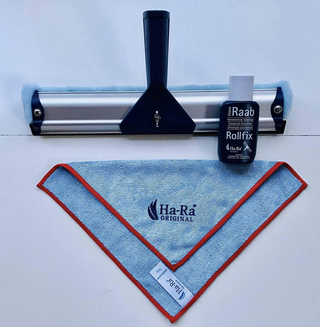 Ha-Ra Fenster-Putz-Starterset I Fensterwischer 32cm I Praktischer Rollfix 75 ml gefüllt mit konzentr