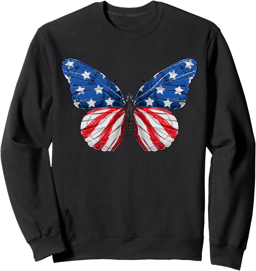 Schmetterling USA Souvenir Flagge Damen, Herren, Jungen, Mäd Sweatshirt