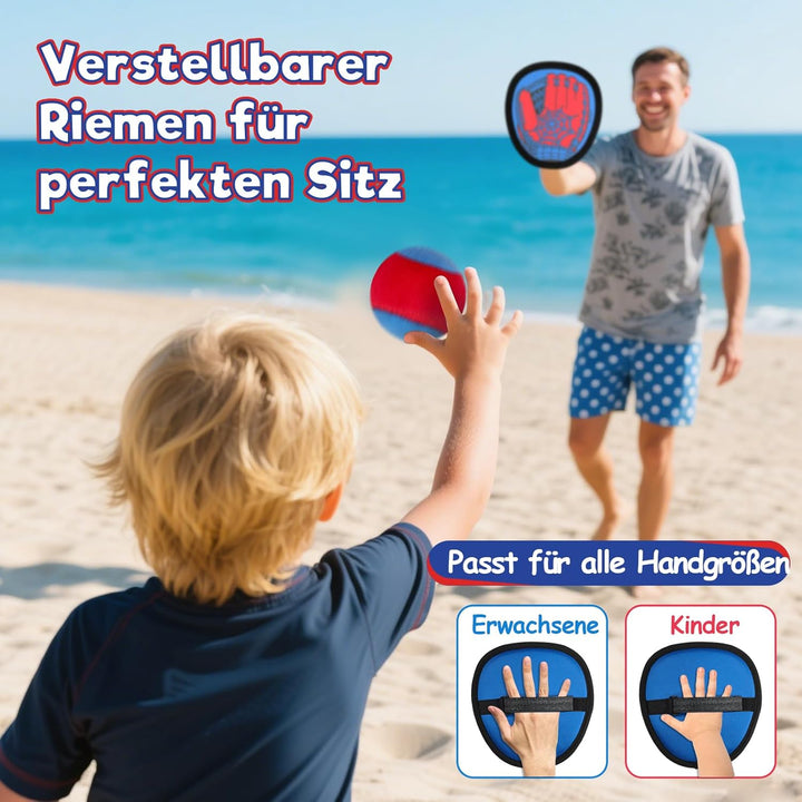 Sunrad Klettballspiel Klettball Strandspielzeug Strandspiele Wurfspiel Kinder mit 4 Fangscheiben und