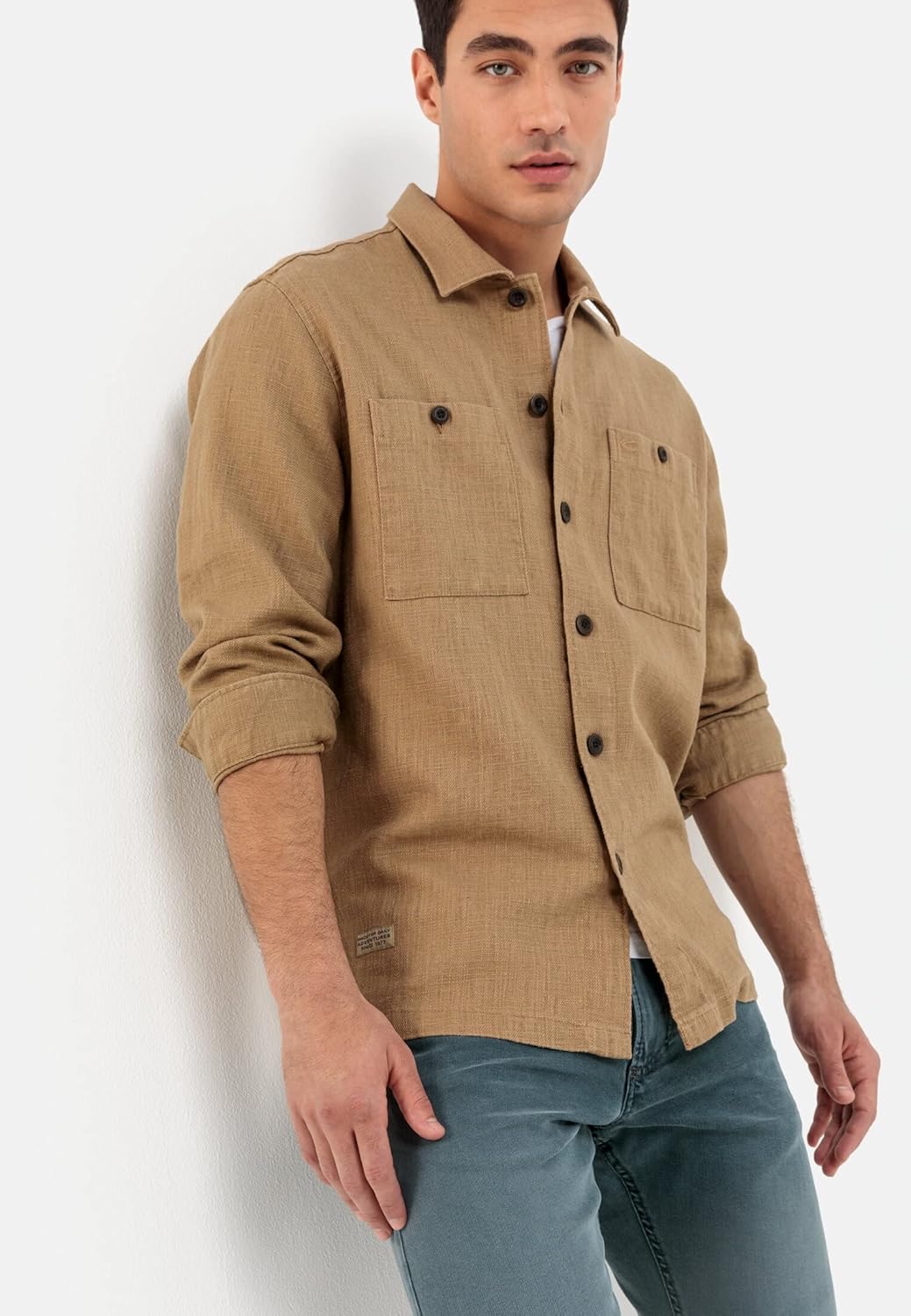 camel active Herren Overshirt aus einem Leinen-Baumwollmix S Braun, S Braun