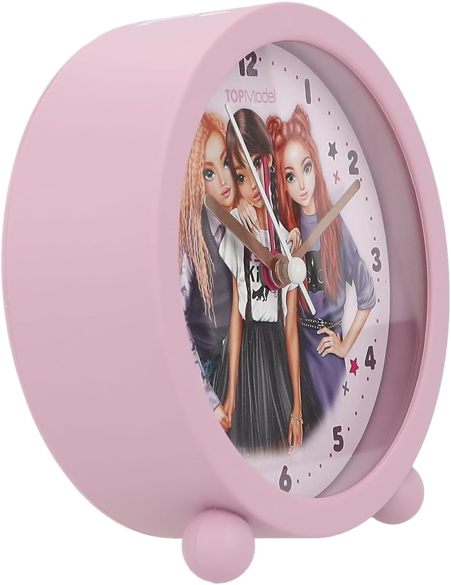 Depesche 13227 TOPModel Rebel Kitty - Wecker in Lila für Kinder, mit Model-Motiv, lautlose Uhr mit L