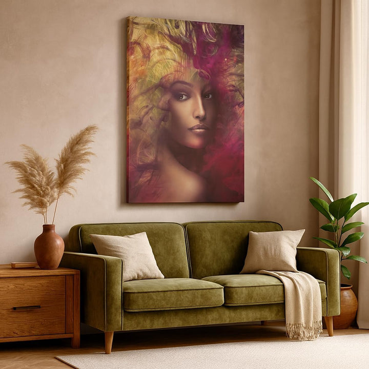 Bilder auf Leinwand 55x100cm Leinwandbild mit Rahmen frau gesicht Gross Wanddeko Bild Schlafzimmer K