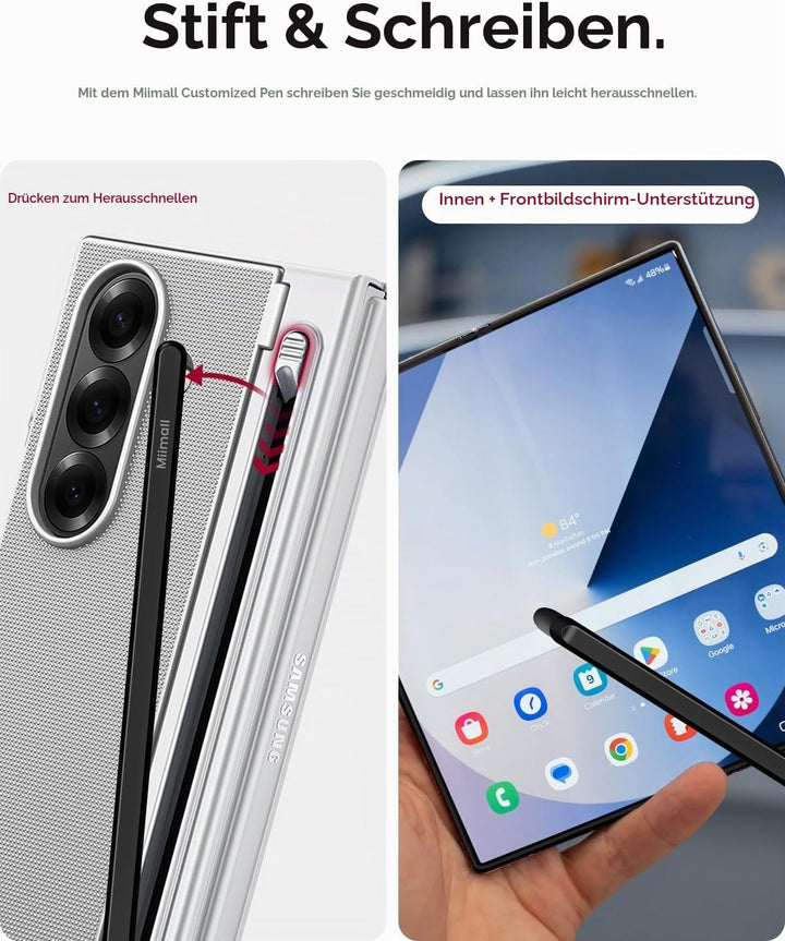 Miimall Kompatibel mit Samsung Galaxy Z Fold 7 Hülle mit S-Pen &amp; Stifthalter, [HD Displayschutz] Ult