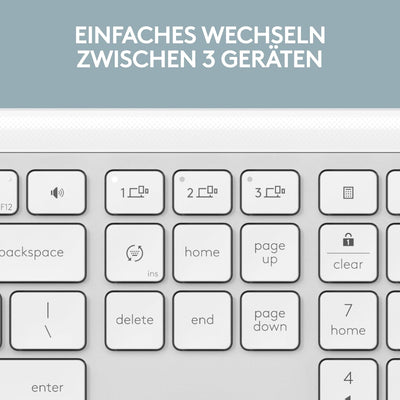 Logitech Signature Slim K950 kabellose Tastatur, schlankes Design, Wechseln zwischen Geräten beim Ti