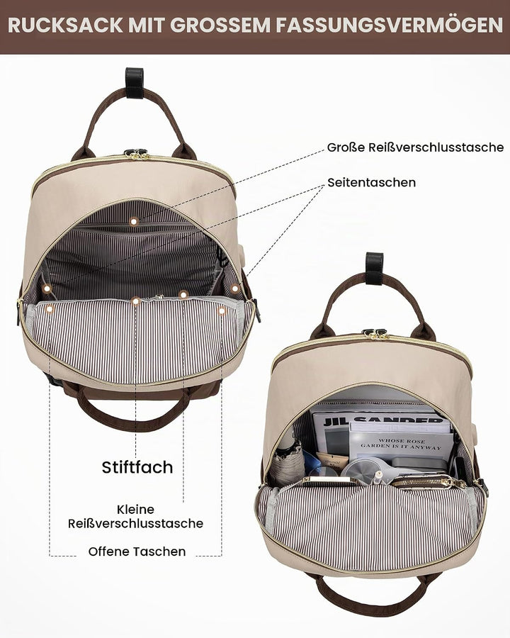 LOVEVOOK Arbeitstasche Reiserucksack Damen, 15,6 Zoll Laptop Backpack Women Wasserdicht, Schulrucksa