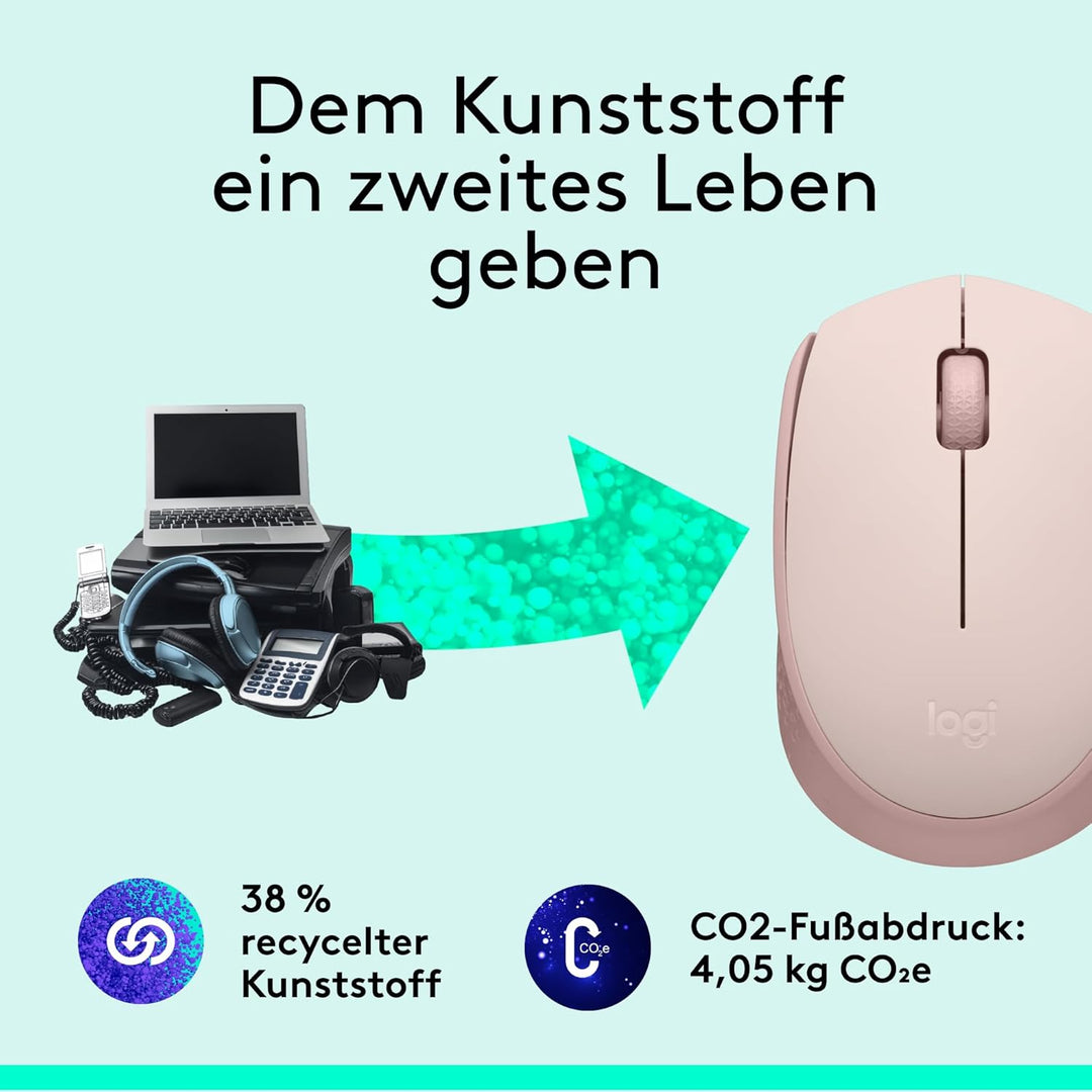 Logitech M171 kabellose Computermaus fürPC, Mac, Laptop, 2.4 GHz mit USB Mini-Empfänger, optische Sp