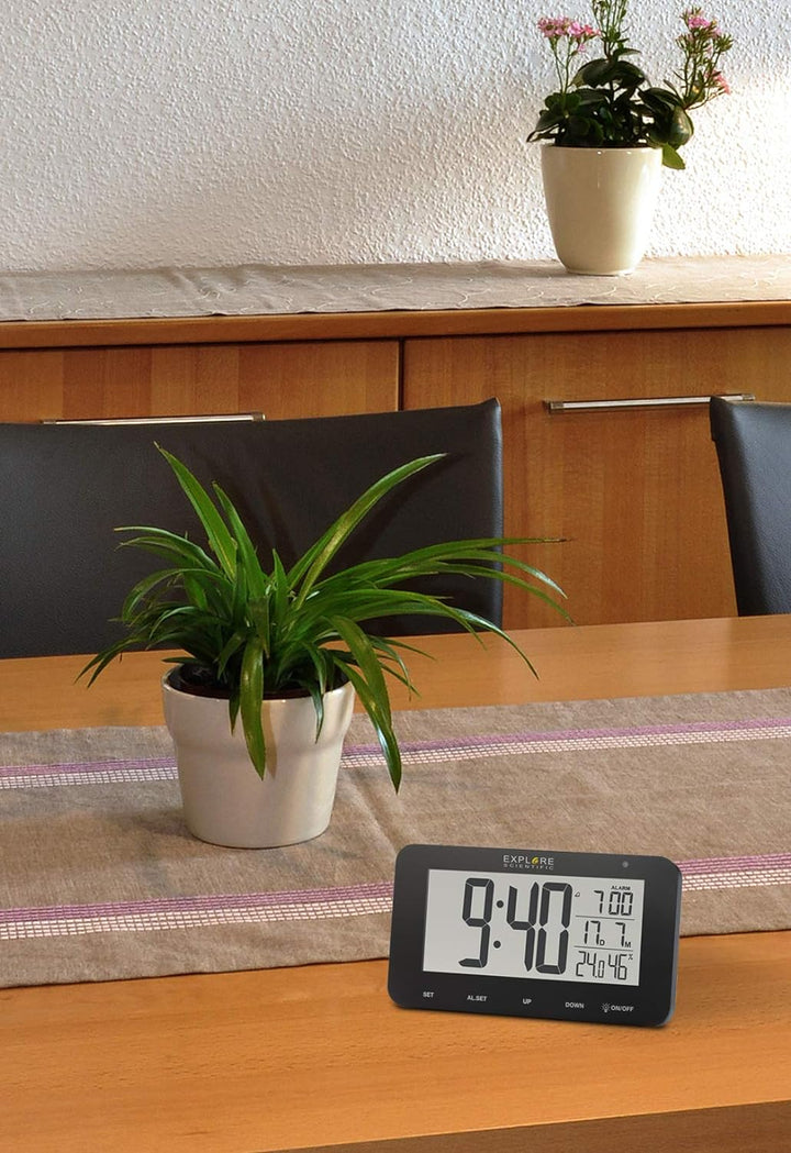 Explore Scientific Funk-Tischuhr mit Display RDC1004 Alarm & Snooze schwarz, Schwarz