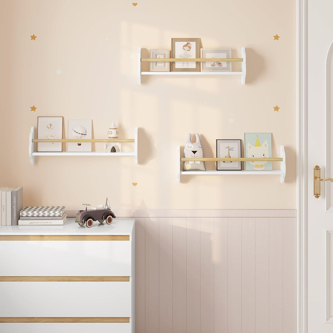 WOLTU Bücherregal Kinder Wand 3er Set, Wandregal Kinderzimmer, Kinderregal für Buchaufbewahrung, aus