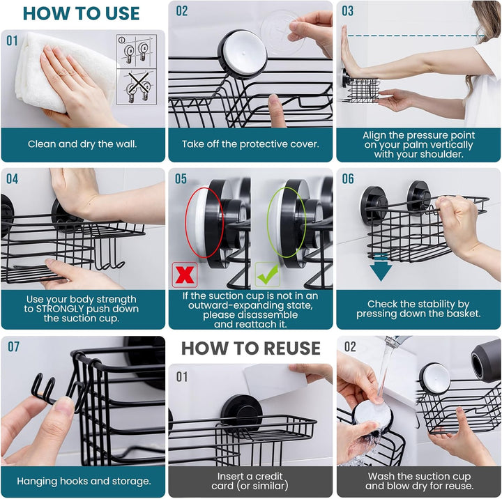 TAILI Duschablage Ohne Bohren Rostfreie Duschregale für die Dusche Grosse Kapazität Bad Organizer Oh