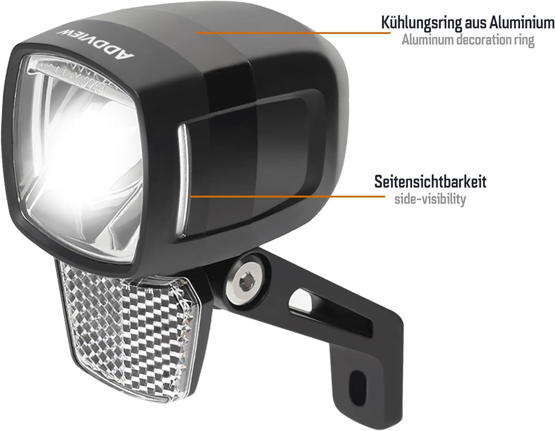 E-Bike Frontlicht 120 Lux Hammer E120 – LED Fahrradlampe, StVZO & ECE zugelassen, Aluminium/ABS, was