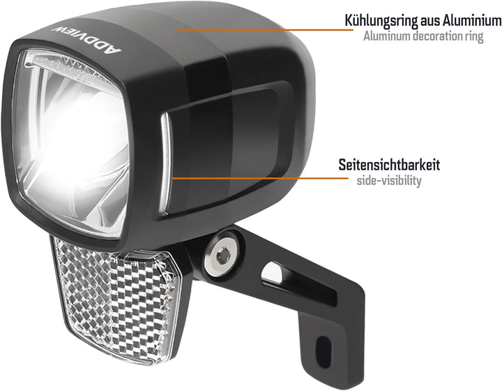 E-Bike Frontlicht 120 Lux Hammer E120 – LED Fahrradlampe, StVZO & ECE zugelassen, Aluminium/ABS, was