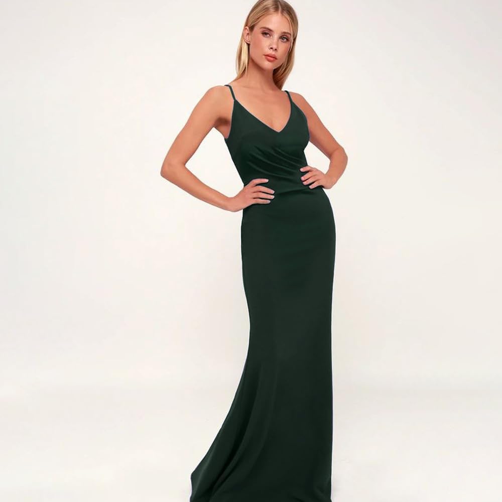 Damen Bodycon Maxikleid Sexy Lounge Slip Langes Kleid Elegant V-Ausschnitt Ärmellos Figurbetontes Ma