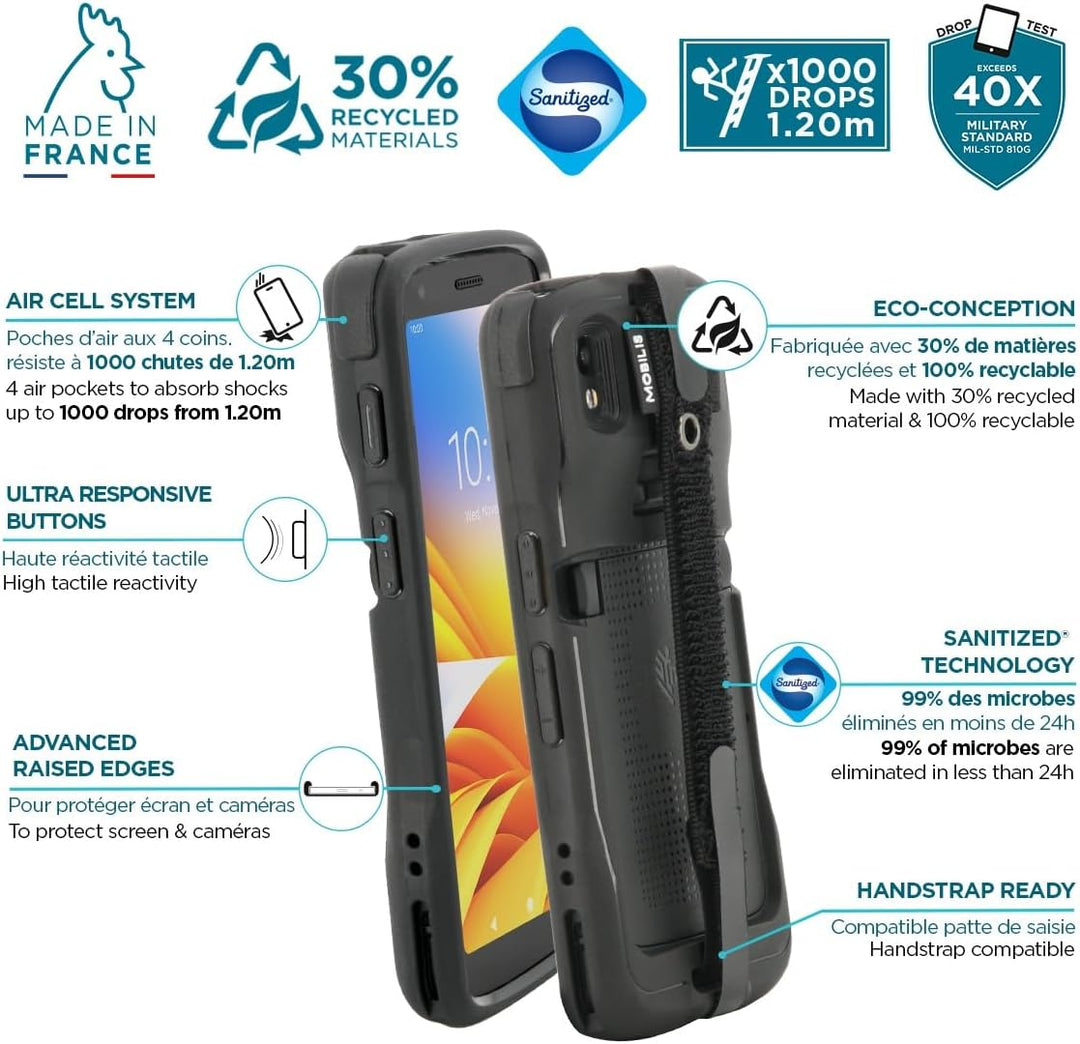 Mobilis Schutzhülle für Zebra TC22 TC27, Robuste Hülle für Touchscreen-Computer Zebra TC22 & TC27 mi