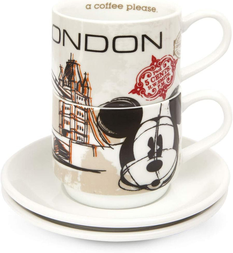 Egan WMSET/26 Set Kaffeetassen, Modell London und Zuckerdose und Platzset, Porzellan, Mehrfarbig, 4