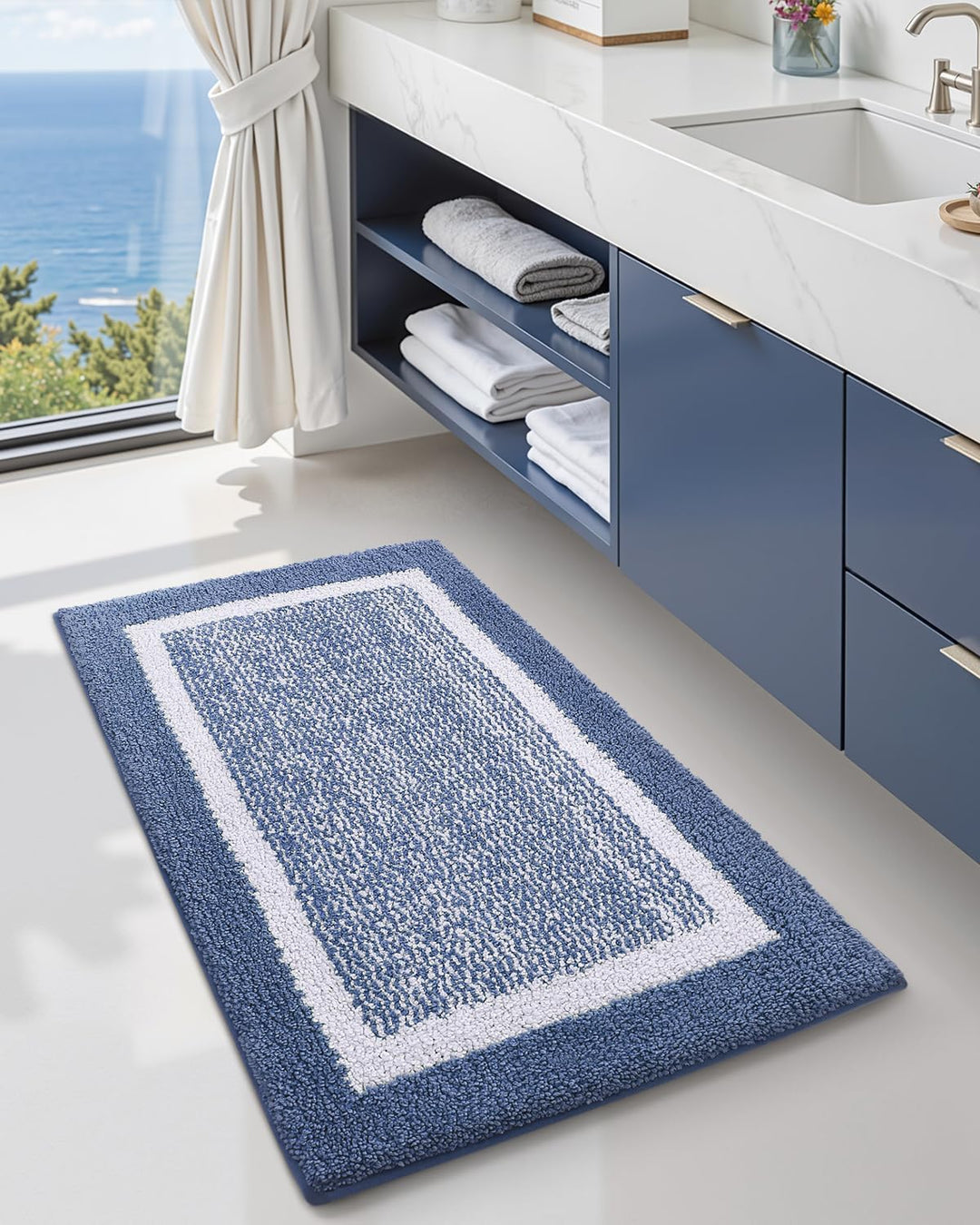 COLOR&GEOMETRY Kleine Badteppiche rutschfest Waschbar Absorbierende Badvorleger Weiche Badezimmertep