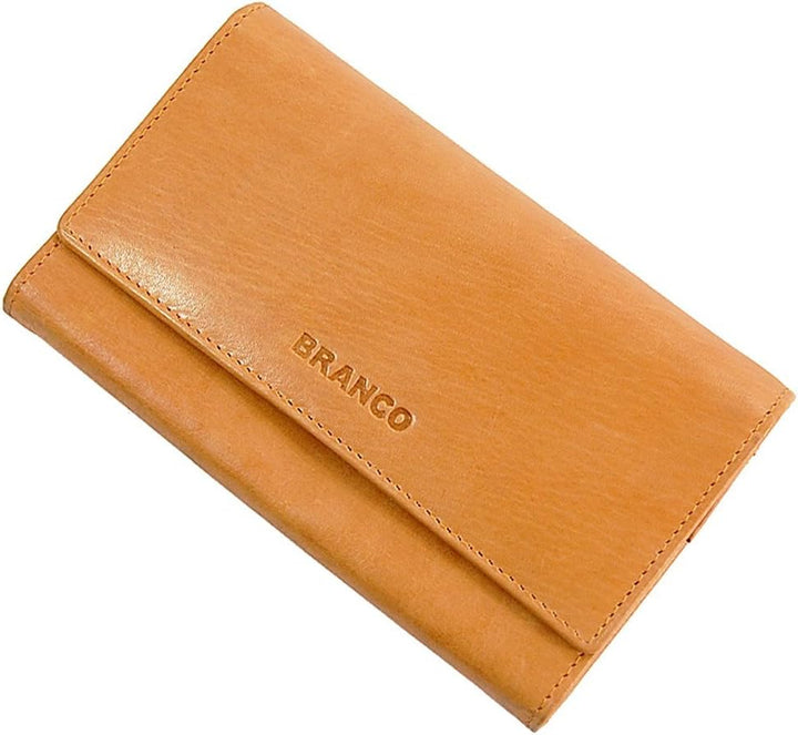 Branco Damen Leder Geldbörse 17 cm lang, Portemonnaie aus Rindleder 6 Farben, Geldbeutel mit 6 Kredi