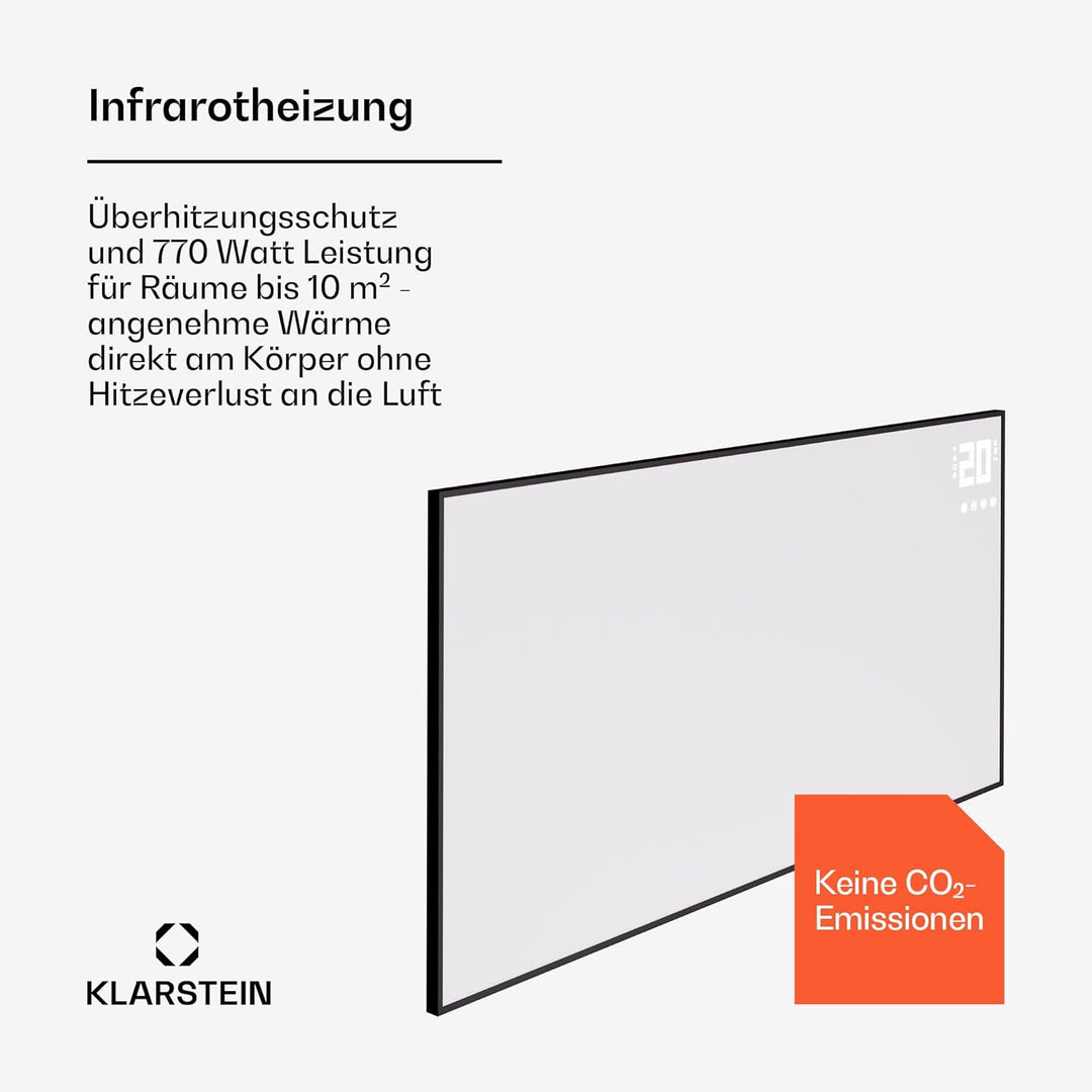 Klarstein Infrarotheizung mit Thermostat, 770W Elektroheizung, Smart Home Bild-Infrarotheizung zur W