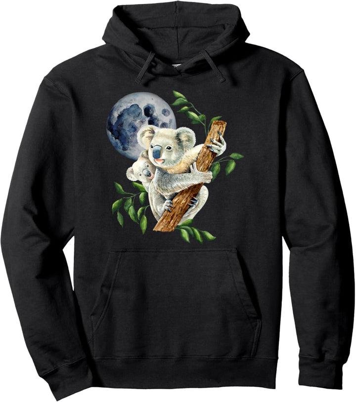 Baby Koala With Mom Moon Wild Tree Animal Design Koala Pullover Hoodie