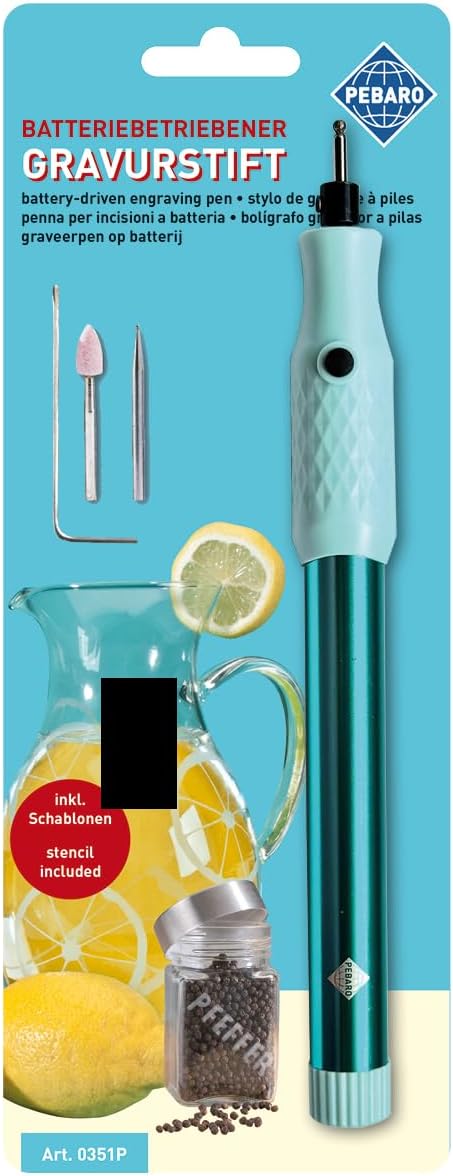 Pebaro 0351P Batteriebetriebener Gravurstift: kabelloses arbeiten, 3 Aufsätze; Basteln, Gravieren, V