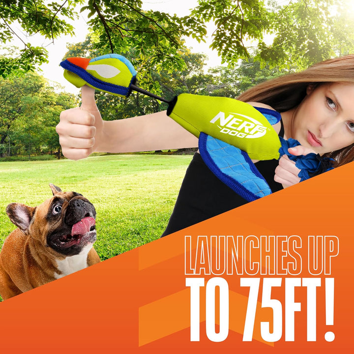 Nerf Dog Launching Duck with Crinkle Wings, 16.5 Inch Ultraplush Interactive Toy for Dogs, Green/Lig