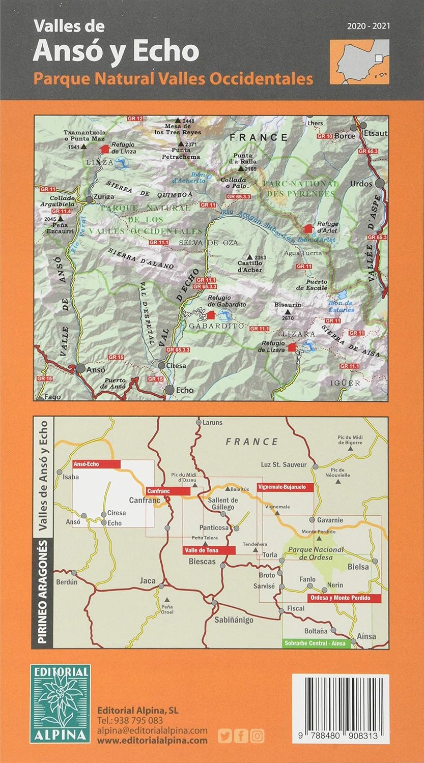 Valles de Ansó y Echo: Parc Natural Valles Occidentales, Karte