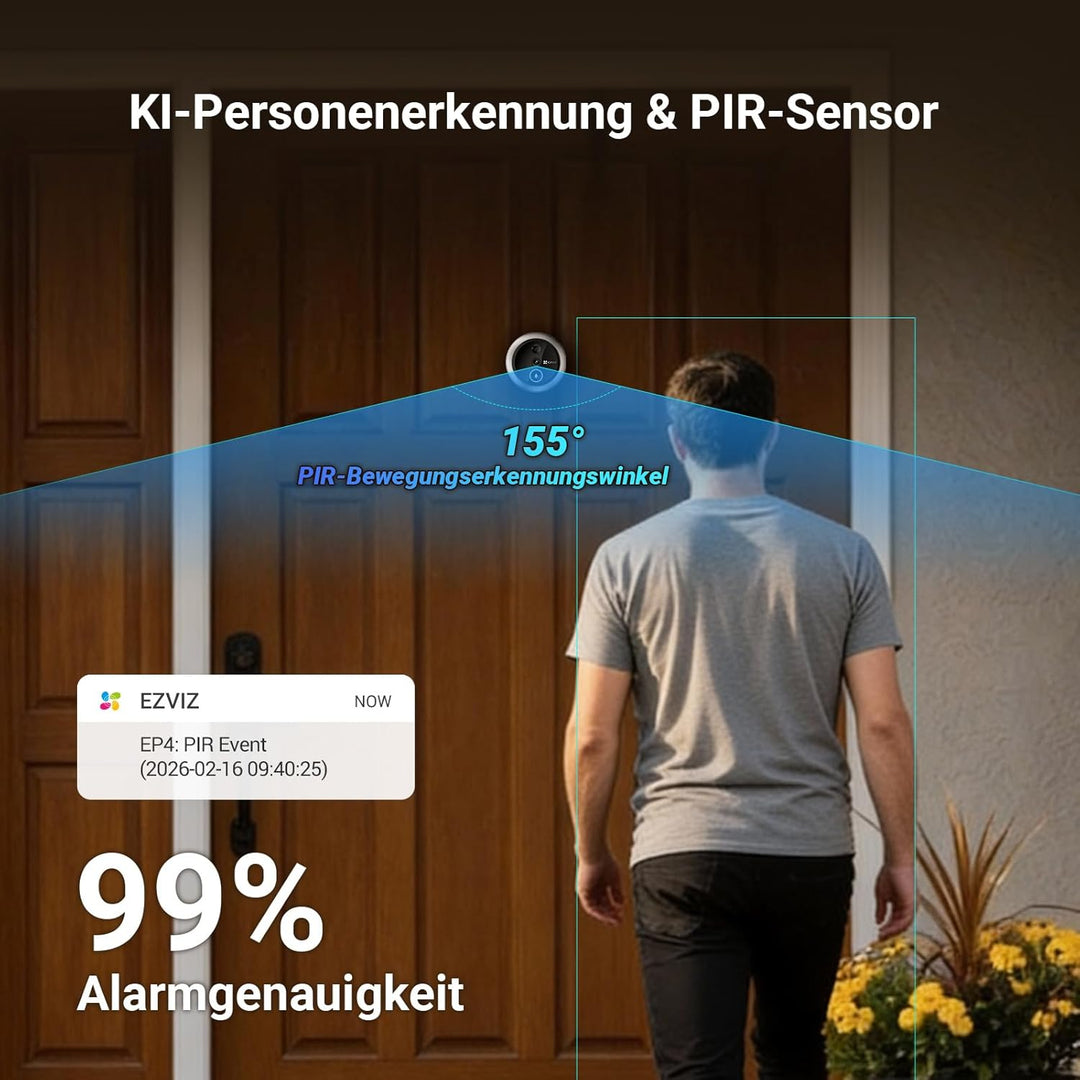 EZVIZ WLAN Türspion mit 5,5-Zoll-Farbbildschirm, 4K Kabellose Video Türklingel Kamera mit 155° Weitw