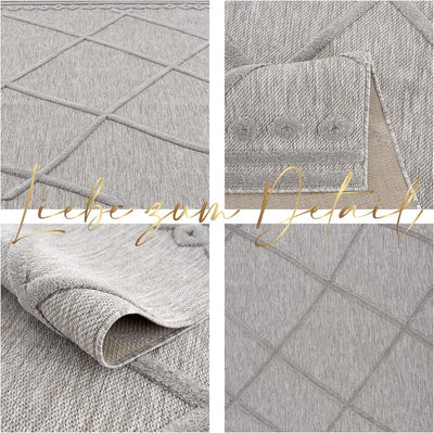 payé Teppich - In- & Outdoorteppich - Grau - Geometrische Muster - 200x290cm - Teppiche für Balkon T