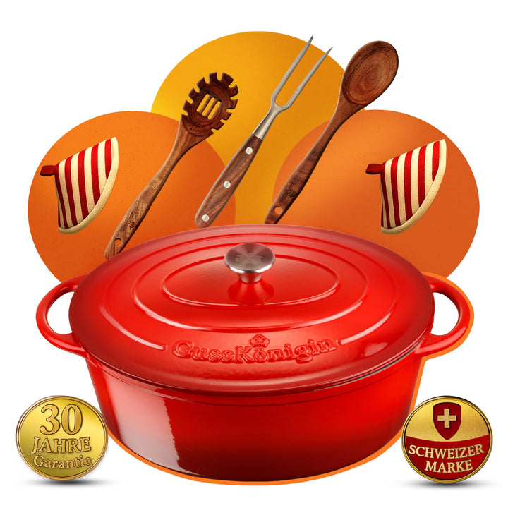 Bräter Gusseisen 37cm (XXL)– Gusseisen-Topf &amp; Schmortopf mit Deckel/Cocotte –Bräter &amp; Schmortöpfe, B