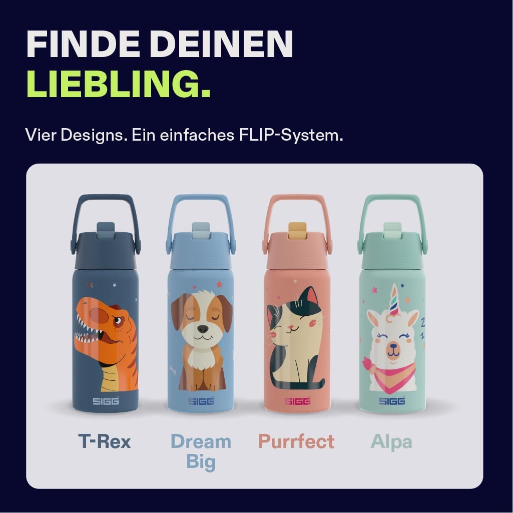 SIGG - Isolierte Trinkflasche Kinder - Shield Therm FLIP T-Rex - Auslaufsicher - Spülmaschinenfest -